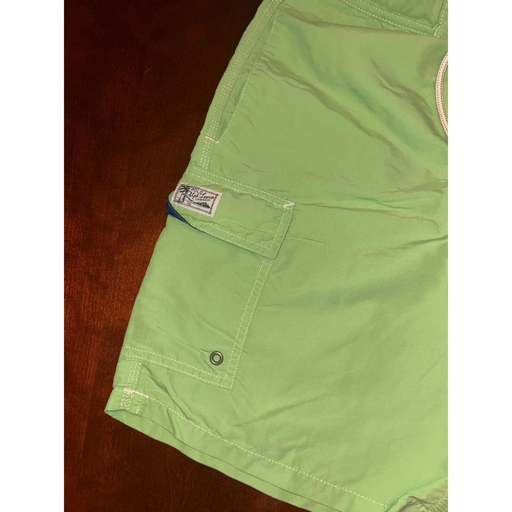 Polo Ralph Lauren‎ Mens Lime Green Cargo Swim Trunks Shorts Mesh Lined Small